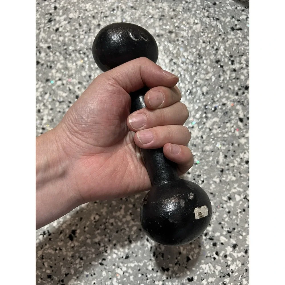 Vintage Cast Iron 3lb Dumbbell Black Hand Weight Retro Gym Single